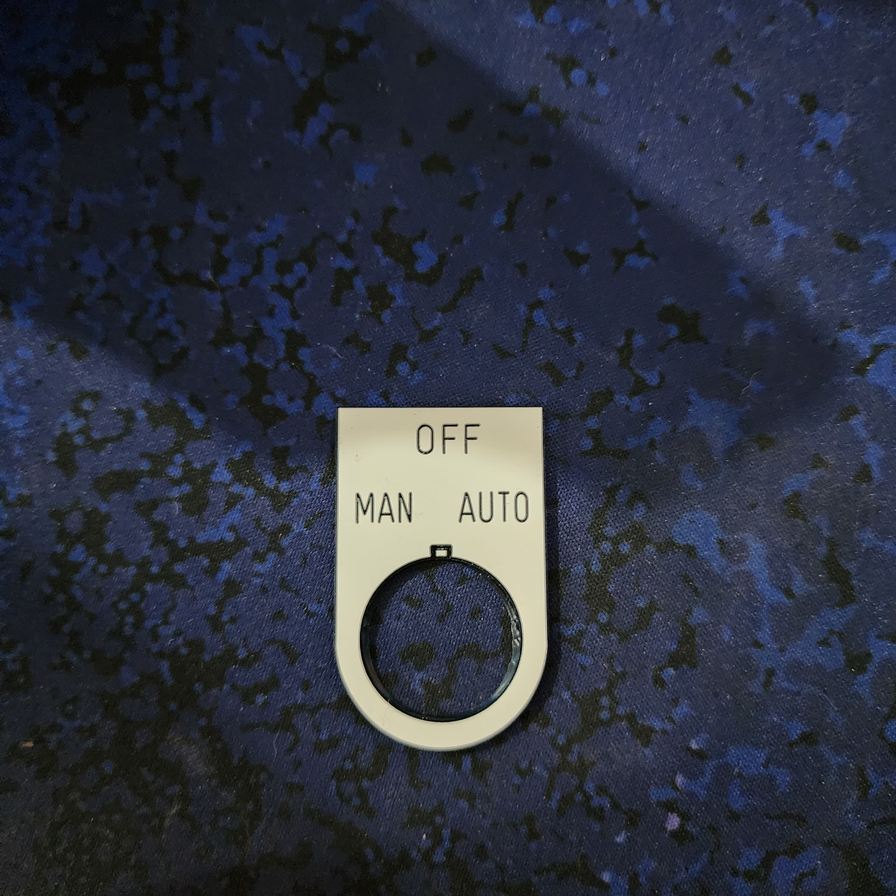 OFF MAN AUTO selector plate label with cutout
